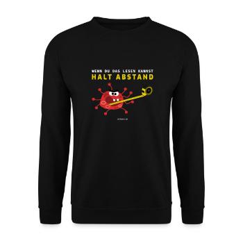 Halt Abstand - Unisex Pullover - Schwarz - Vorne - Alina (178cm) & Michal (187cm)