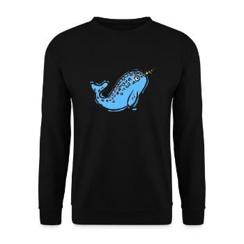 Illustration mignonne de narval - Sweat-shirt Unisexe - noir - Devant - Alina (178cm) & Michal (187cm)