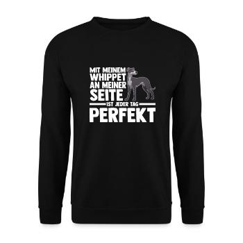 Hund Whippet - Unisex Pullover - Schwarz - Vorne - Alina (178cm) & Michal (187cm)