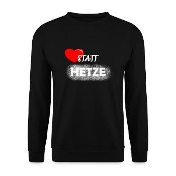 Herz statt Hetze Anti Rassismus Design - Unisex Pullover - Schwarz - Vorne - Alina (178cm) & Michal (187cm)