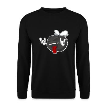 Rock'n'Roll Grummelhummel lustiges Cartoon Tier - Unisex Pullover - Schwarz - Vorne - Alina (178cm) & Michal (187cm)