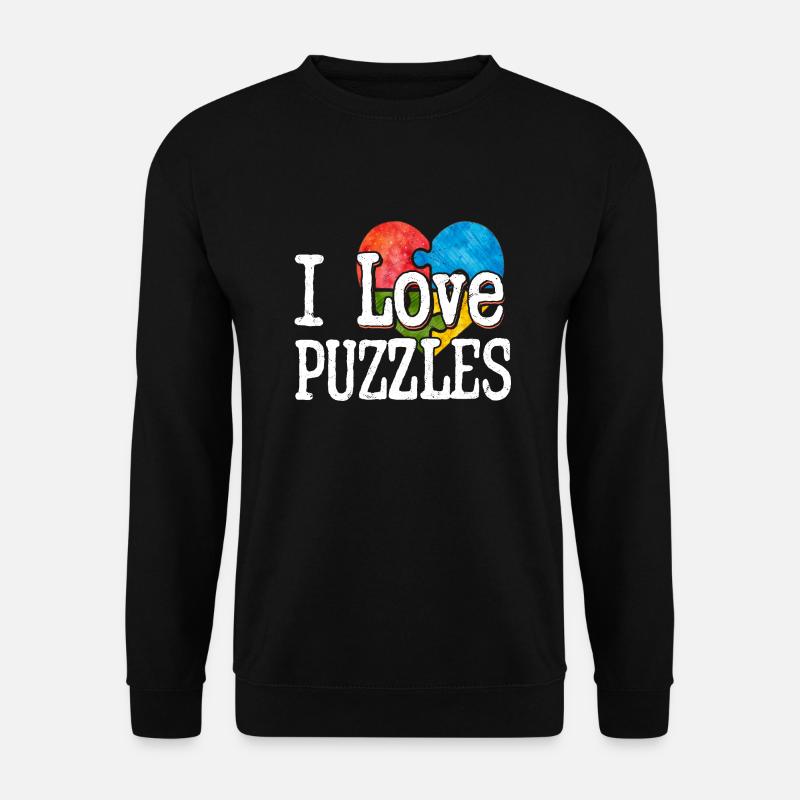 J’aime les puzzles pièce puzzle - Sweat-shirt Unisexe - noir