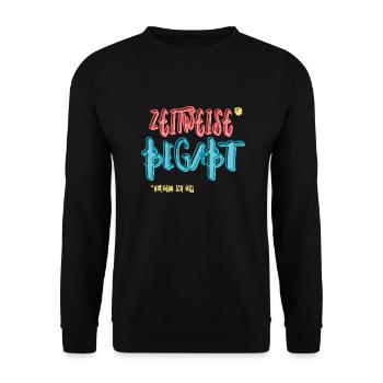 ZEITWEISE BEGABT BUNT - Unisex Pullover - Schwarz - Vorne - Alina (178cm) & Michal (187cm)