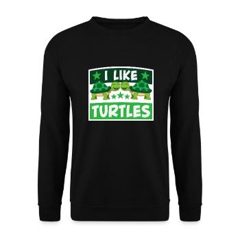 I Like Turtles Cute Tortoise Love Turtle Lover - Unisex Sweatshirt - black - Front - Alina (178cm) & Michal (187cm)