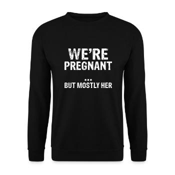 Nous sommes enceintes, mais surtout sa drôle de grossesse - Sweat-shirt Unisexe - noir - Devant - Alina (178cm) & Michal (187cm)