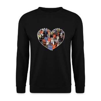 Heart design with cute cats - Unisex Sweatshirt - black - Front - Alina (178cm) & Michal (187cm)