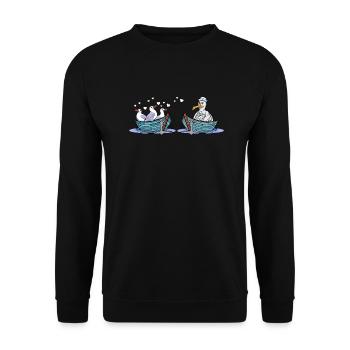 Mouettes bateau marins aiment les oiseaux de mer Saint-Valentin - Sweat-shirt Unisexe - noir - Devant - Alina (178cm) & Michal (187cm)