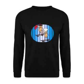 Erdnüsse Geburtstag Geburtstagsgrüße Torte Herz - Unisex Pullover - Schwarz - Vorne - Alina (178cm) & Michal (187cm)