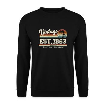 1963 Vintage Vintage Retro Geburtstagsgeschenk - Unisex Pullover - Schwarz - Vorne - Alina (178cm) & Michal (187cm)