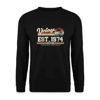 1974 Vintage Vintage Retro Birthday Gift - Unisex Sweatshirt - black - Front - Alina (178cm) & Michal (187cm)