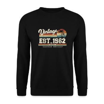 1962 Vintage Vintage Retro Geburtstagsgeschenk - Unisex Pullover - Schwarz - Vorne - Alina (178cm) & Michal (187cm)