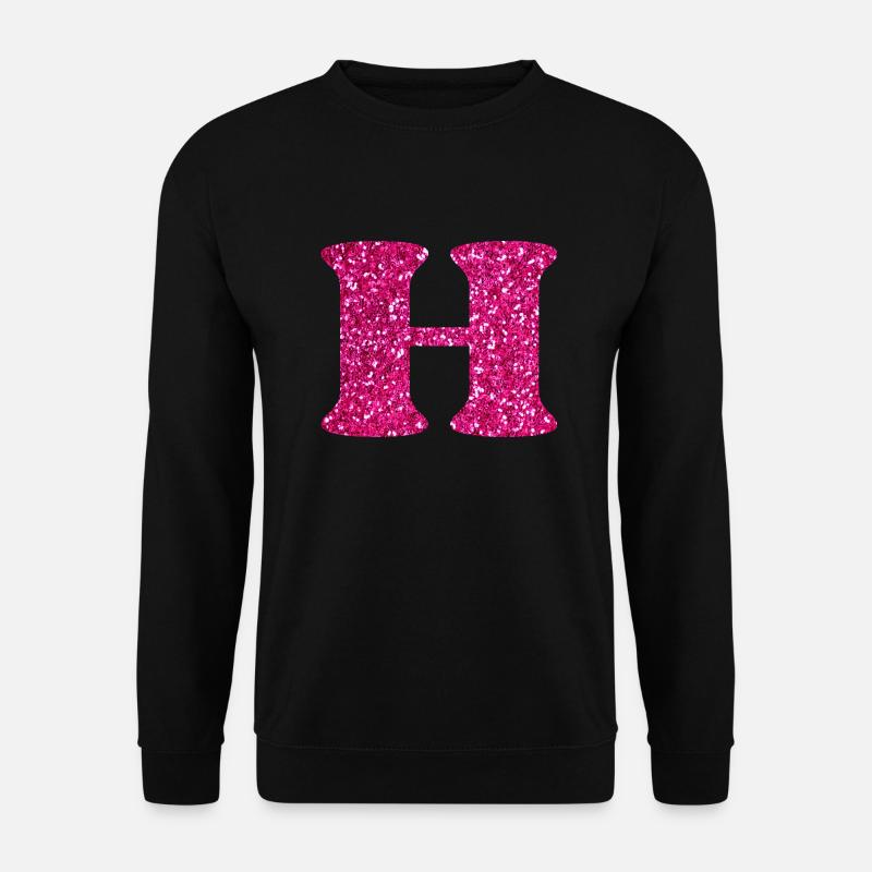 Buchstabe h rosa glitzernd - Unisex Pullover - Schwarz
