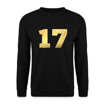 Numéro 17 paillettes doré - 17e anniversaire - Sweat-shirt Unisexe - noir - Devant - Alina (178cm) & Michal (187cm)