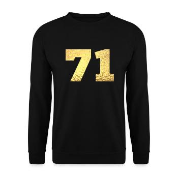 71 Gold Glitter - 71 Birthday - Unisex Sweatshirt - black - Front - Alina (178cm) & Michal (187cm)