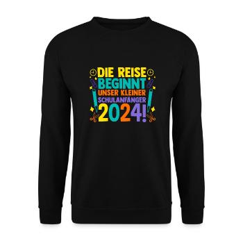 Eltern Schulkind Grundschule Erste Klasse Einschul - Unisex Pullover - Schwarz - Vorne - Alina (178cm) & Michal (187cm)