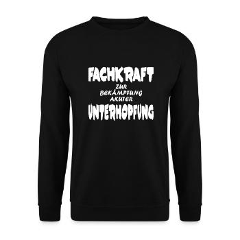 Fachkraft Unterhopfung Fun Shirt - Unisex Pullover - Schwarz - Vorne - Alina (178cm) & Michal (187cm)