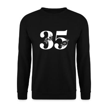 Numéro 35 floral noir - 35e anniversaire floral - Sweat-shirt Unisexe - noir - Devant - Alina (178cm) & Michal (187cm)