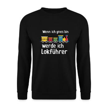 Wenn ich groß bin werde ich Lokführer für einen - Unisex Pullover - Schwarz - Vorne - Alina (178cm) & Michal (187cm)