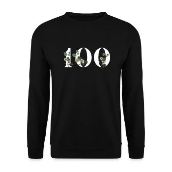 Numéro 100 floral vert - 100e anniversaire floral - Sweat-shirt Unisexe - noir - Devant - Alina (178cm) & Michal (187cm)