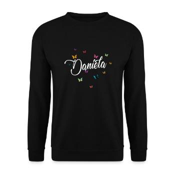 DANIELA - Nom de fille avec des papillons colorés - Sweat-shirt Unisexe - noir - Devant - Alina (178cm) & Michal (187cm)