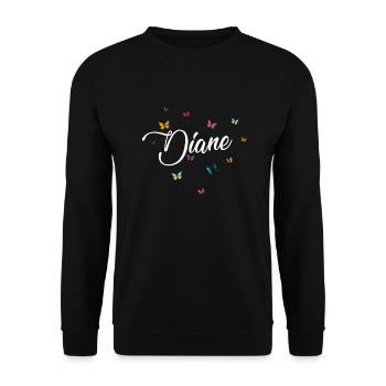 DIANE - Nom de fille avec des papillons colorés - Sweat-shirt Unisexe - noir - Devant - Alina (178cm) & Michal (187cm)