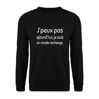 J'peux pas aujourd'hui, je suis en mode recharge - Sweat-shirt Unisexe - noir - Devant - Alina (178cm) & Michal (187cm)
