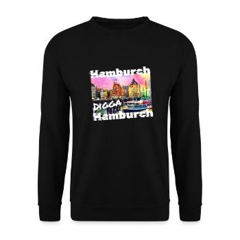 Hamburg Digga coole Hansestadt Hamburch Graffiti - Unisex Pullover - Schwarz - Vorne - Alina (178cm) & Michal (187cm)