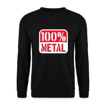100 % Prozent Heavy Metal Musik Stempel Text Logo - Unisex Pullover - Schwarz - Vorne - Alina (178cm) & Michal (187cm)