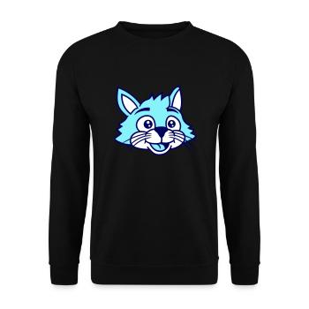 Cute Cat Face Happy Laughing Kitten Head - Unisex Sweatshirt - black - Front - Alina (178cm) & Michal (187cm)