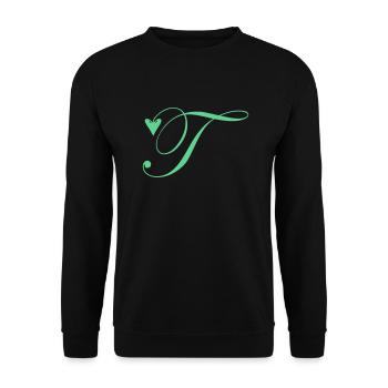 Monogramme T Coeur Vigne - Sweat-shirt Unisexe - noir - Devant - Alina (178cm) & Michal (187cm)
