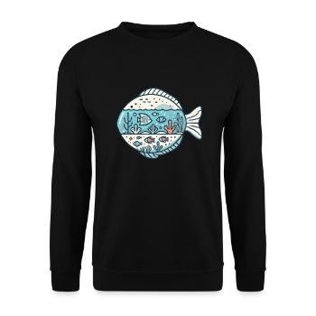 Fisch - Unisex Pullover - Schwarz - Vorne - Alina (178cm) & Michal (187cm)