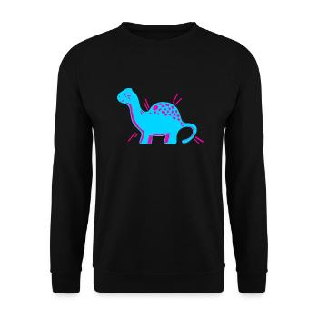 Dino Dinosaurier niedlich süß cartoon comic Pink - Unisex Pullover - Schwarz - Vorne - Alina (178cm) & Michal (187cm)