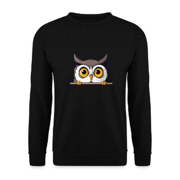 hibou jeter un coup d’œil mignon adorable drôle animal dessin animé - Sweat-shirt Unisexe - noir - Devant - Alina (178cm) & Michal (187cm)