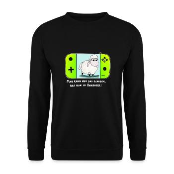 Wolly Sheepling the Handheld - Unisex Sweatshirt - black - Front - Alina (178cm) & Michal (187cm)