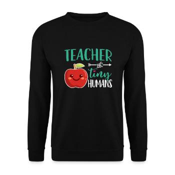 Teacher of Tiny Humans Pre-K & Kindergarten Gift - Unisex Sweatshirt - black - Front - Alina (178cm) & Michal (187cm)