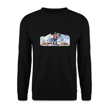 Snowboarder in den Bergen Snowboarder in the - Unisex Pullover - Schwarz - Vorne - Alina (178cm) & Michal (187cm)