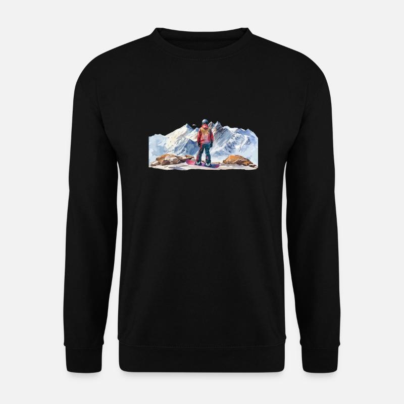 Snowboarder in den Bergen Snowboarder in the - Unisex Pullover - Schwarz