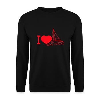 I love Sailing Sail Heart Symbol Sailing Crew Logo - Unisex Sweatshirt - black - Front - Alina (178cm) & Michal (187cm)