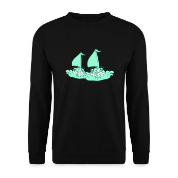 Two Sailing Ships Faces Cartoon Team Competition - Unisex Sweatshirt - black - Front - Alina (178cm) & Michal (187cm)