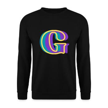 Mehrfarbiger Buchstabe g – originelle Geschenkidee - Unisex Pullover - Schwarz - Vorne - Alina (178cm) & Michal (187cm)
