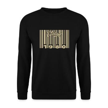 Vintage 1980 Barcode 1980: Year 2025. - Unisex Sweatshirt - black - Front - Alina (178cm) & Michal (187cm)