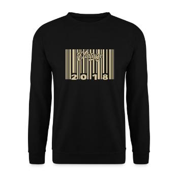 vintage 2018 Barcode 2018: Year 2025. - Unisex Sweatshirt - black - Front - Alina (178cm) & Michal (187cm)
