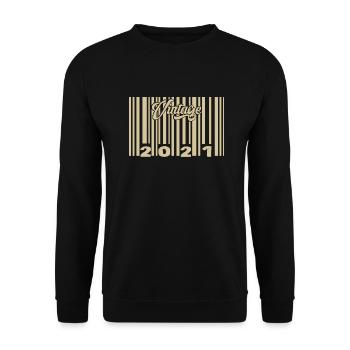 Jahrgang 2021 Barcode 2021: Jahr 2025. - Unisex Pullover - Schwarz - Vorne - Alina (178cm) & Michal (187cm)