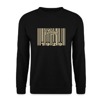 Vintage 1929 Barcode 1929: Year 2025. - Unisex Sweatshirt - black - Front - Alina (178cm) & Michal (187cm)