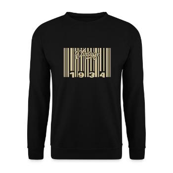 Jahrgang 1934 Barcode 1934: Jahr 2025. - Unisex Pullover - Schwarz - Vorne - Alina (178cm) & Michal (187cm)
