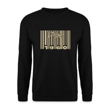 Vintage 1960 Barcode 1960: Year 2025. - Unisex Sweatshirt - black - Front - Alina (178cm) & Michal (187cm)
