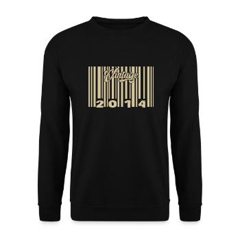 Jahrgang 2014 Barcode 2014: Jahr 2025. - Unisex Pullover - Schwarz - Vorne - Alina (178cm) & Michal (187cm)