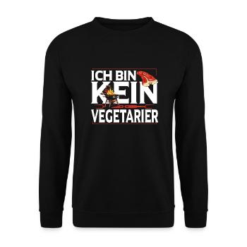 Grillkönig Carnivore Fleischesser Kein Vegetarier - Unisex Pullover - Schwarz - Vorne - Alina (178cm) & Michal (187cm)