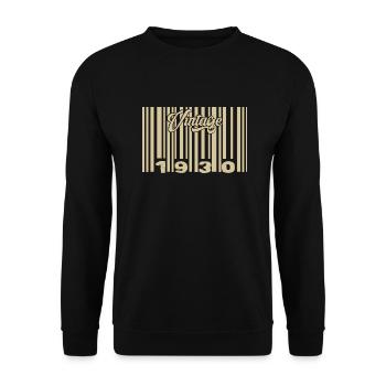 Vintage 1930 Barcode 1930: Year 2025. - Unisex Sweatshirt - black - Front - Alina (178cm) & Michal (187cm)