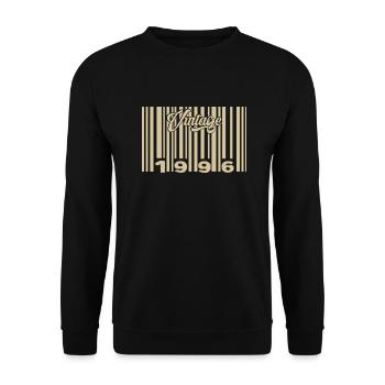 Jahrgang 1996 Barcode 1996: Jahr 2025. - Unisex Pullover - Schwarz - Vorne - Alina (178cm) & Michal (187cm)